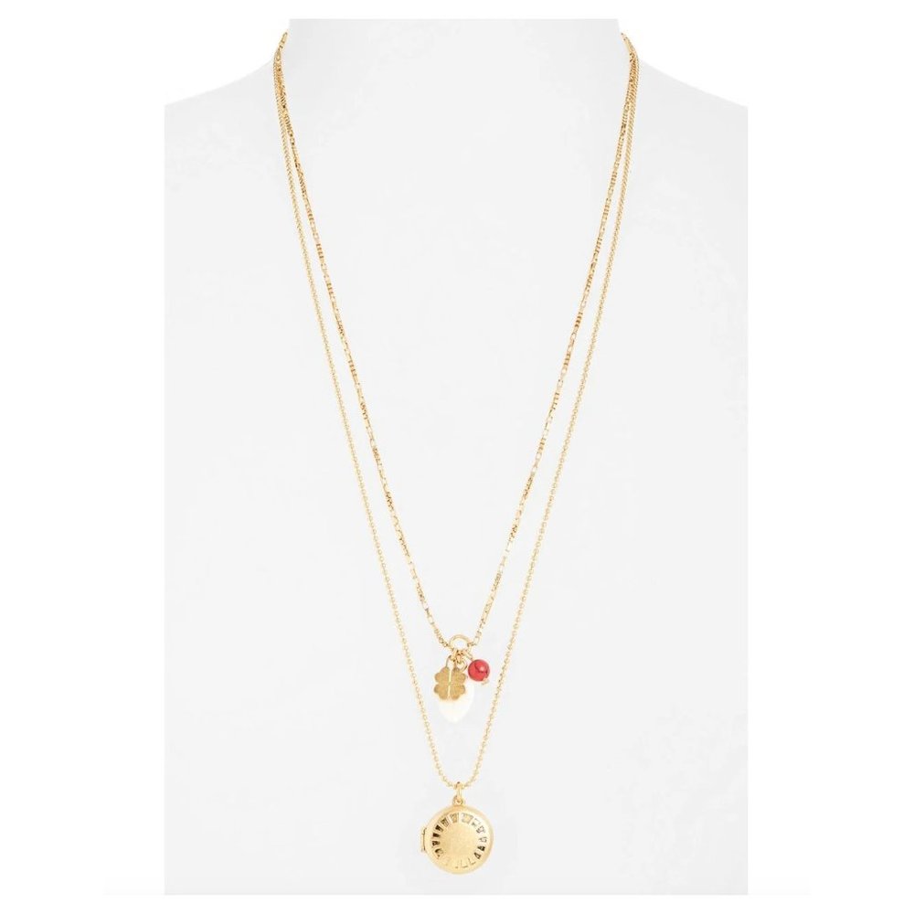 Madewell Engraved Locket Set of 2 Necklace - Picture 2 of 3
